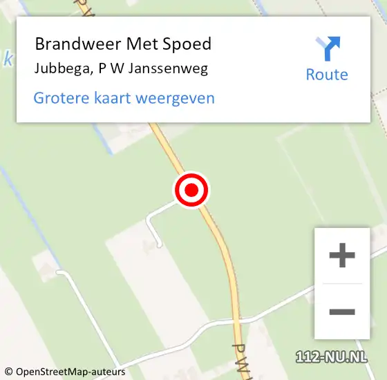 Locatie op kaart van de 112 melding: Brandweer Met Spoed Naar Jubbega, P W Janssenweg op 1 januari 2015 03:46