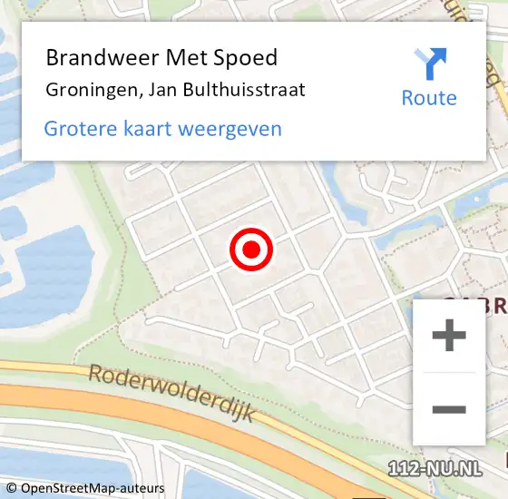 Locatie op kaart van de 112 melding: Brandweer Met Spoed Naar Groningen, Jan Bulthuisstraat op 1 januari 2015 03:53