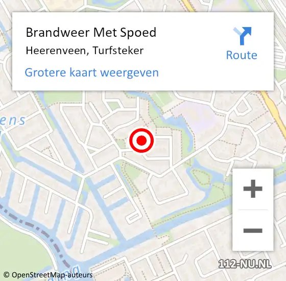 Locatie op kaart van de 112 melding: Brandweer Met Spoed Naar Heerenveen, Turfsteker op 1 januari 2015 04:09