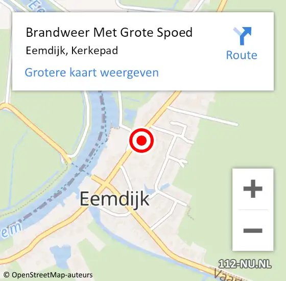 Locatie op kaart van de 112 melding: Brandweer Met Grote Spoed Naar Eemdijk, Kerkepad op 1 januari 2015 04:09