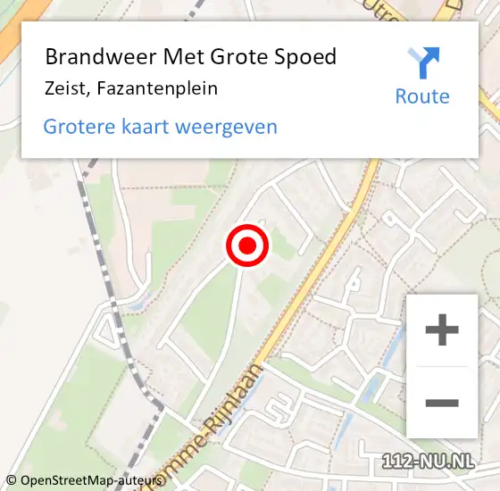 Locatie op kaart van de 112 melding: Brandweer Met Grote Spoed Naar Zeist, Fazantenplein op 1 januari 2015 04:10