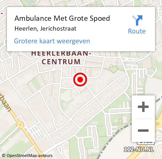 Locatie op kaart van de 112 melding: Ambulance Met Grote Spoed Naar Heerlen, Jerichostraat op 1 januari 2015 04:11