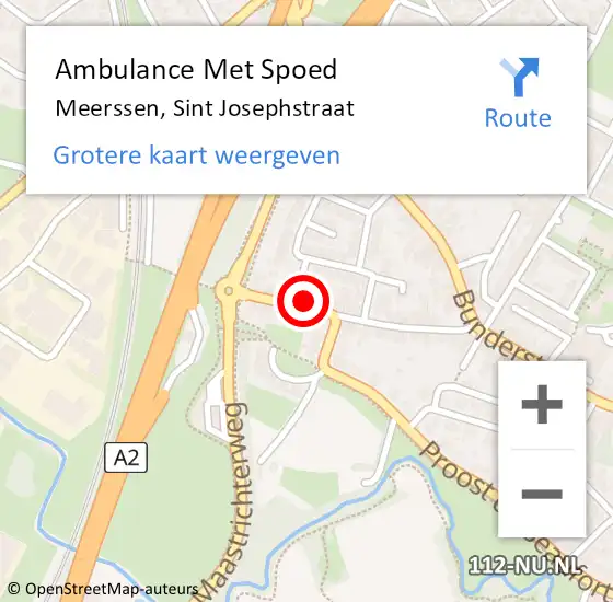 Locatie op kaart van de 112 melding: Ambulance Met Spoed Naar Meerssen, Sint Josephstraat op 1 januari 2015 04:16