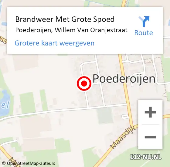 Locatie op kaart van de 112 melding: Brandweer Met Grote Spoed Naar Poederoijen, Willem Van Oranjestraat op 1 januari 2015 04:29