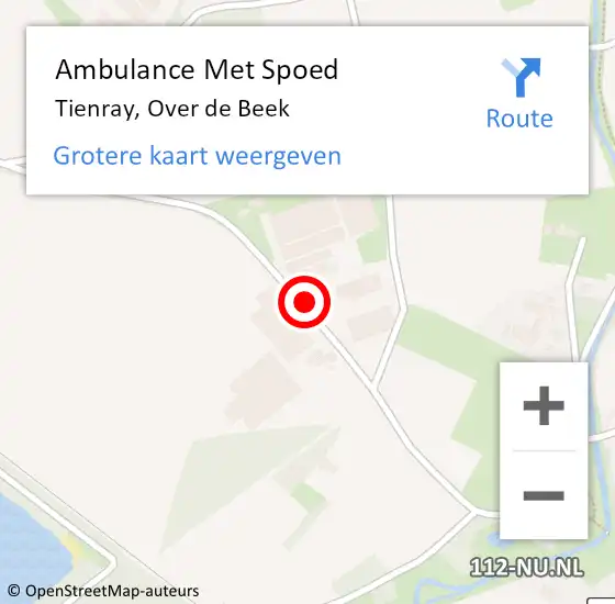 Locatie op kaart van de 112 melding: Ambulance Met Spoed Naar Tienray, Over de Beek op 1 januari 2015 04:38