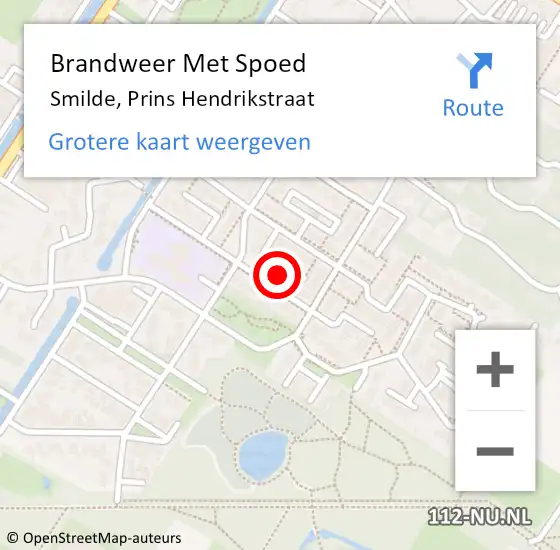 Locatie op kaart van de 112 melding: Brandweer Met Spoed Naar Smilde, Prins Hendrikstraat op 1 januari 2015 04:43