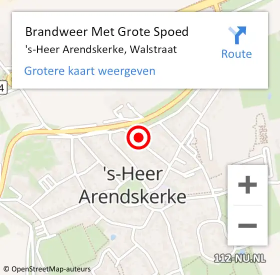 Locatie op kaart van de 112 melding: Brandweer Met Grote Spoed Naar 's-Heer Arendskerke, Walstraat op 1 januari 2015 04:54