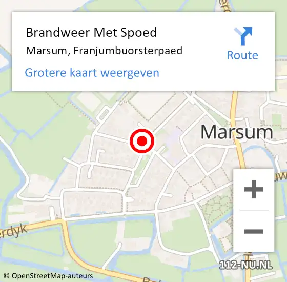 Locatie op kaart van de 112 melding: Brandweer Met Spoed Naar Marsum, Franjumbuorsterpaed op 1 januari 2015 05:11