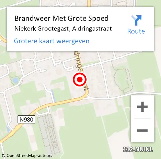 Locatie op kaart van de 112 melding: Brandweer Met Grote Spoed Naar Niekerk Grootegast, Aldringastraat op 1 januari 2015 05:14