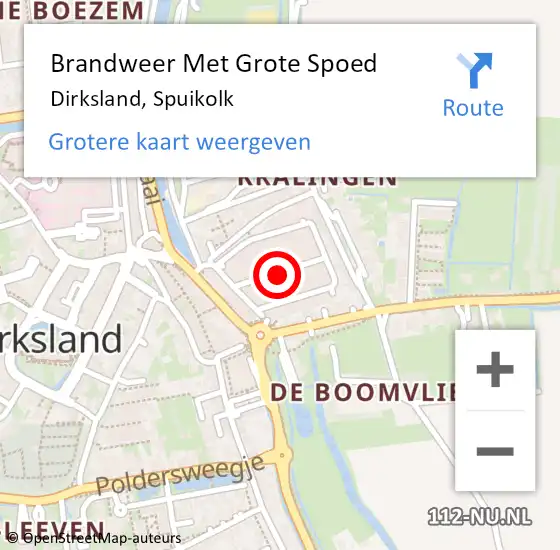 Locatie op kaart van de 112 melding: Brandweer Met Grote Spoed Naar Dirksland, Spuikolk op 1 januari 2015 05:34