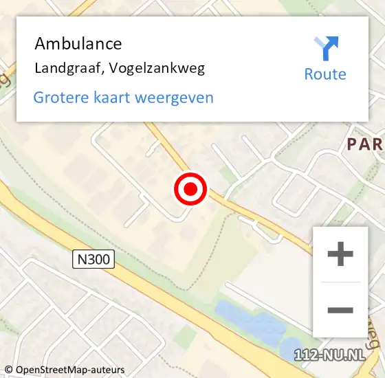 Locatie op kaart van de 112 melding: Ambulance Landgraaf, Vogelzankweg op 1 januari 2015 05:36