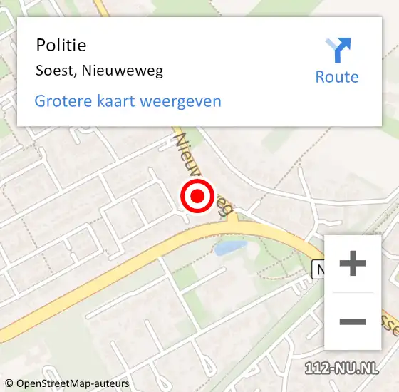 Locatie op kaart van de 112 melding: Politie Soest, Nieuweweg op 1 januari 2015 05:41