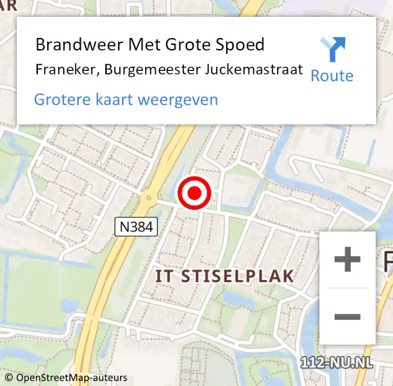 Locatie op kaart van de 112 melding: Brandweer Met Grote Spoed Naar Franeker, Burgemeester Juckemastraat op 26 oktober 2013 09:45