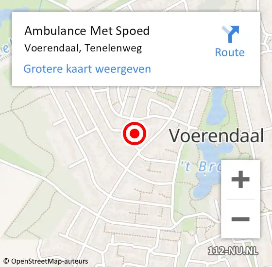 Locatie op kaart van de 112 melding: Ambulance Met Spoed Naar Voerendaal, Tenelenweg op 1 januari 2015 05:57