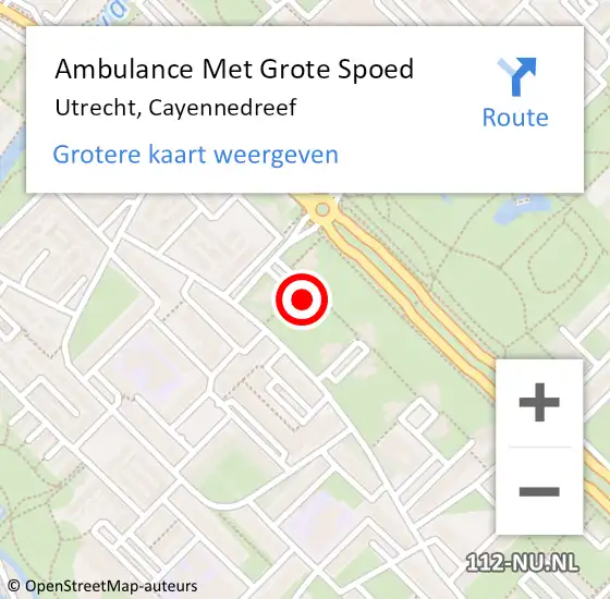 Locatie op kaart van de 112 melding: Ambulance Met Grote Spoed Naar Utrecht, Cayennedreef op 1 januari 2015 06:33