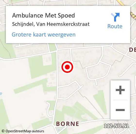 Locatie op kaart van de 112 melding: Ambulance Met Spoed Naar Schijndel, Van Heemskerckstraat op 1 januari 2015 06:51