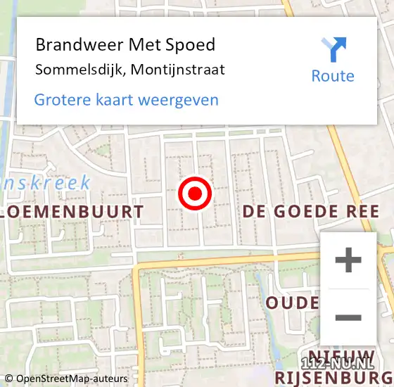 Locatie op kaart van de 112 melding: Brandweer Met Spoed Naar Sommelsdijk, Montijnstraat op 1 januari 2015 07:16