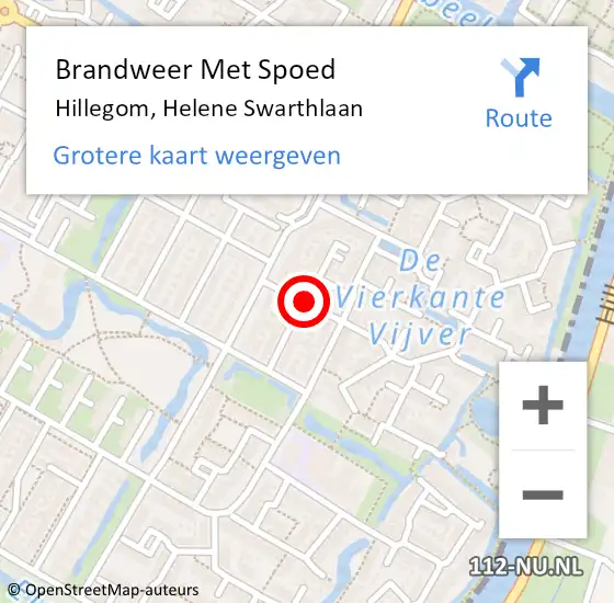 Locatie op kaart van de 112 melding: Brandweer Met Spoed Naar Hillegom, Helene Swarthlaan op 1 januari 2015 08:01