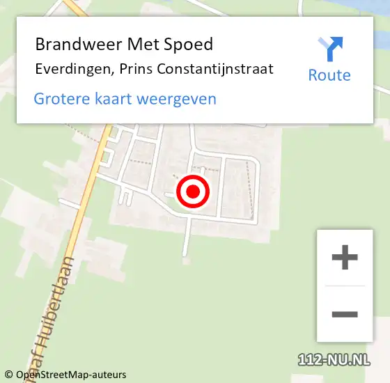 Locatie op kaart van de 112 melding: Brandweer Met Spoed Naar Everdingen, Prins Constantijnstraat op 1 januari 2015 09:34