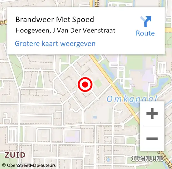 Locatie op kaart van de 112 melding: Brandweer Met Spoed Naar Hoogeveen, J Van Der Veenstraat op 1 januari 2015 09:34