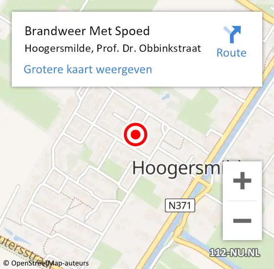 Locatie op kaart van de 112 melding: Brandweer Met Spoed Naar Hoogersmilde, Prof. Dr. Obbinkstraat op 1 januari 2015 09:53