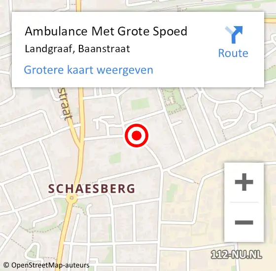 Locatie op kaart van de 112 melding: Ambulance Met Grote Spoed Naar Landgraaf, Baanstraat op 1 januari 2015 09:58