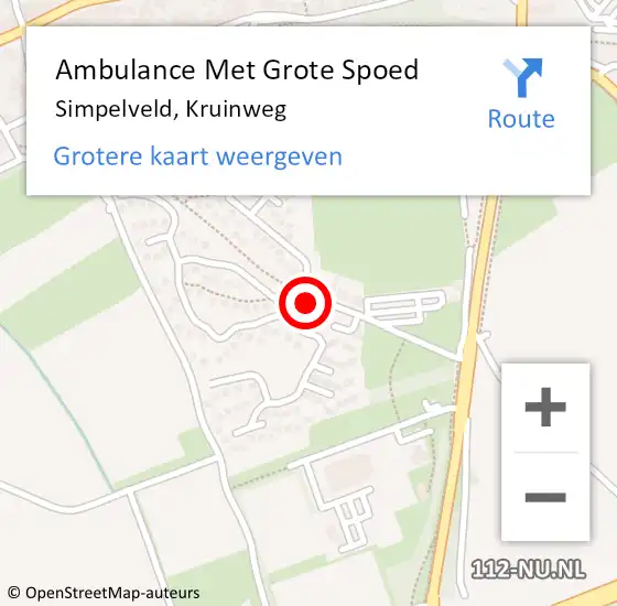 Locatie op kaart van de 112 melding: Ambulance Met Grote Spoed Naar Simpelveld, Kruinweg op 1 januari 2015 10:29