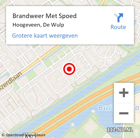 Locatie op kaart van de 112 melding: Brandweer Met Spoed Naar Hoogeveen, De Wulp op 1 januari 2015 11:21