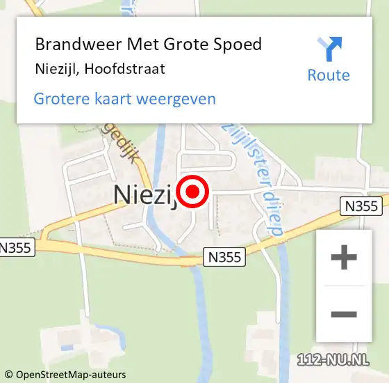 Locatie op kaart van de 112 melding: Brandweer Met Grote Spoed Naar Niezijl, Hoofdstraat op 1 januari 2015 11:40