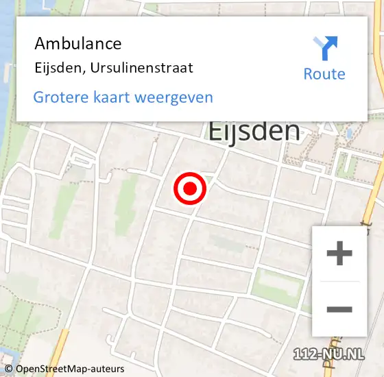 Locatie op kaart van de 112 melding: Ambulance Eijsden, Ursulinenstraat op 1 januari 2015 12:23