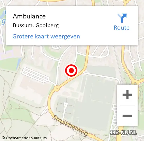 Locatie op kaart van de 112 melding: Ambulance Bussum, Gooiberg op 1 januari 2015 13:25