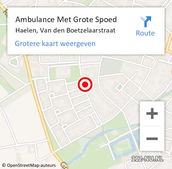 Locatie op kaart van de 112 melding: Ambulance Met Grote Spoed Naar Haelen, Van den Boetzelaarstraat op 1 januari 2015 14:22