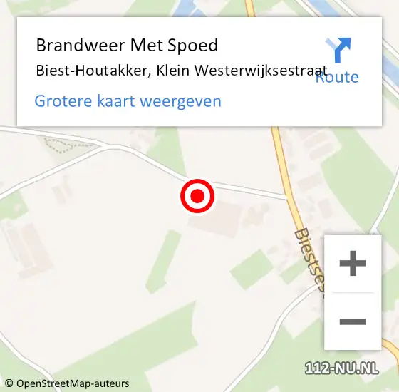 Locatie op kaart van de 112 melding: Brandweer Met Spoed Naar Biest-Houtakker, Klein Westerwijksestraat op 1 januari 2015 14:30