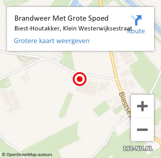 Locatie op kaart van de 112 melding: Brandweer Met Grote Spoed Naar Biest-Houtakker, Klein Westerwijksestraat op 1 januari 2015 14:33