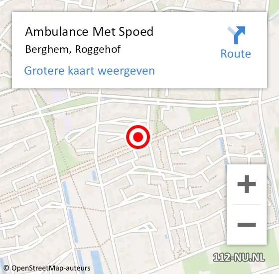 Locatie op kaart van de 112 melding: Ambulance Met Spoed Naar Berghem, Roggehof op 1 januari 2015 14:41