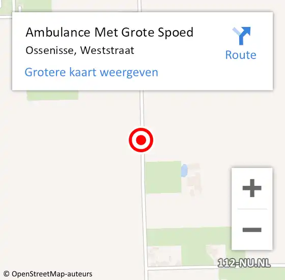Locatie op kaart van de 112 melding: Ambulance Met Grote Spoed Naar Ossenisse, Weststraat op 1 januari 2015 14:42