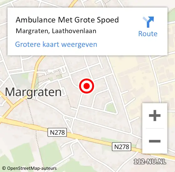 Locatie op kaart van de 112 melding: Ambulance Met Grote Spoed Naar Margraten, Laathovenlaan op 1 januari 2015 14:46