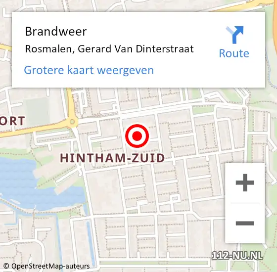 Locatie op kaart van de 112 melding: Brandweer Rosmalen, Gerard Van Dinterstraat op 1 januari 2015 14:48