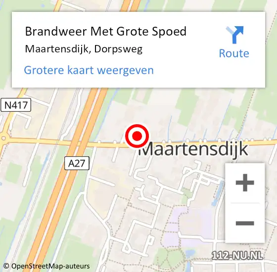 Locatie op kaart van de 112 melding: Brandweer Met Grote Spoed Naar Maartensdijk, Dorpsweg op 1 januari 2015 15:00