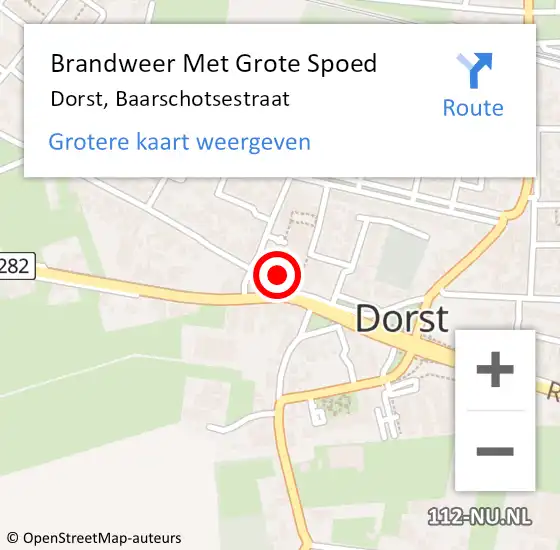 Locatie op kaart van de 112 melding: Brandweer Met Grote Spoed Naar Dorst, Baarschotsestraat op 1 januari 2015 15:48