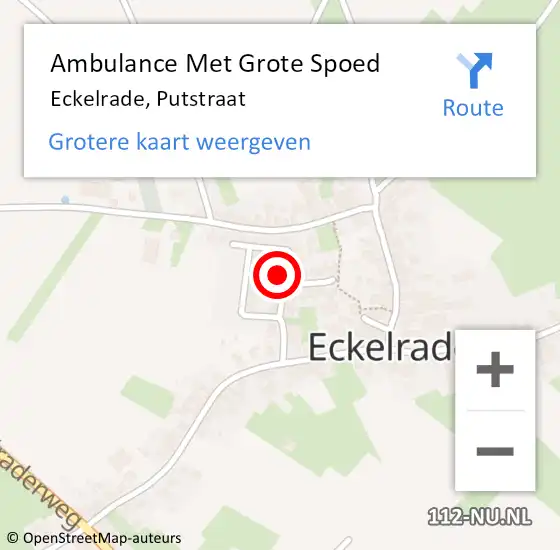 Locatie op kaart van de 112 melding: Ambulance Met Grote Spoed Naar Eckelrade, Putstraat op 1 januari 2015 15:59