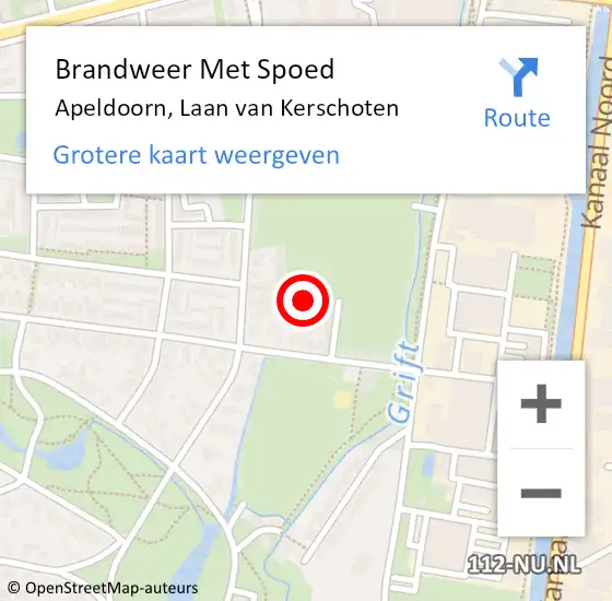 Locatie op kaart van de 112 melding: Brandweer Met Spoed Naar Apeldoorn, Laan van Kerschoten op 1 januari 2015 16:07