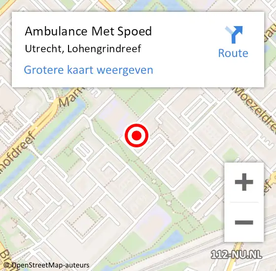 Locatie op kaart van de 112 melding: Ambulance Met Spoed Naar Utrecht, Lohengrindreef op 1 januari 2015 16:09