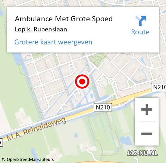 Locatie op kaart van de 112 melding: Ambulance Met Grote Spoed Naar Lopik, Rubenslaan op 1 januari 2015 16:10