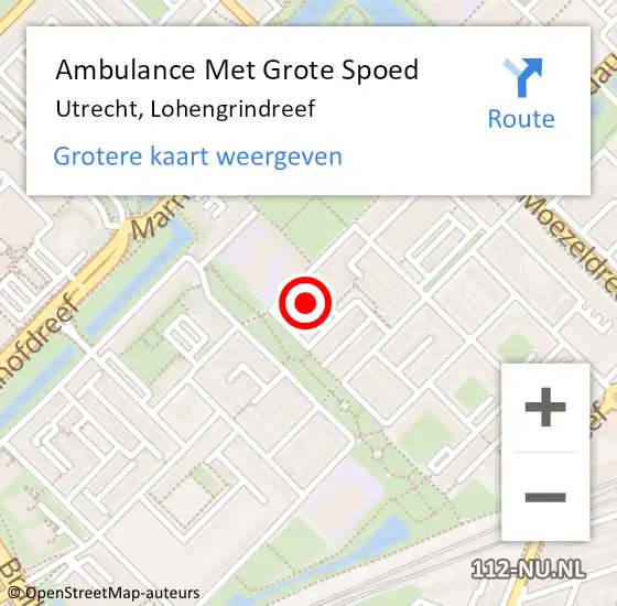 Locatie op kaart van de 112 melding: Ambulance Met Grote Spoed Naar Utrecht, Lohengrindreef op 1 januari 2015 16:28