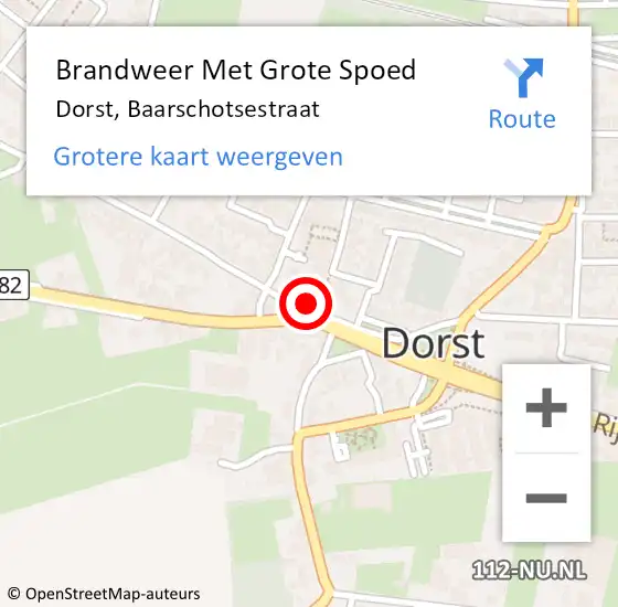 Locatie op kaart van de 112 melding: Brandweer Met Grote Spoed Naar Dorst, Baarschotsestraat op 1 januari 2015 16:29