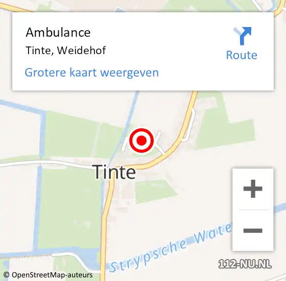 Locatie op kaart van de 112 melding: Ambulance Tinte, Weidehof op 1 januari 2015 16:33