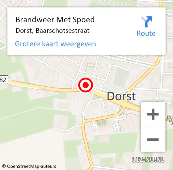 Locatie op kaart van de 112 melding: Brandweer Met Spoed Naar Dorst, Baarschotsestraat op 1 januari 2015 16:34