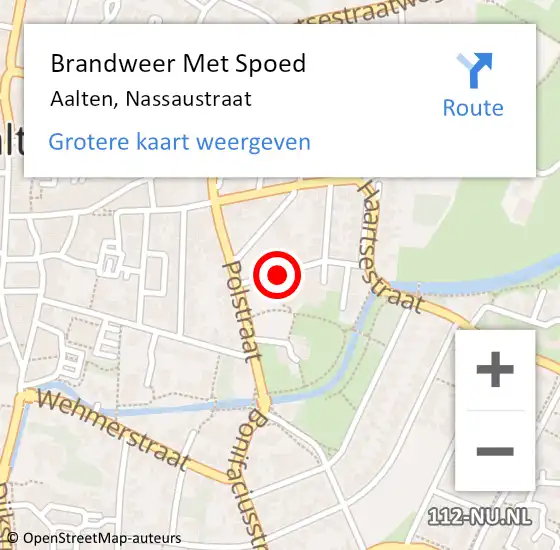 Locatie op kaart van de 112 melding: Brandweer Met Spoed Naar Aalten, Nassaustraat op 1 januari 2015 16:45