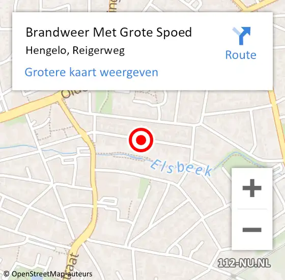 Locatie op kaart van de 112 melding: Brandweer Met Grote Spoed Naar Hengelo, Reigerweg op 1 januari 2015 17:44